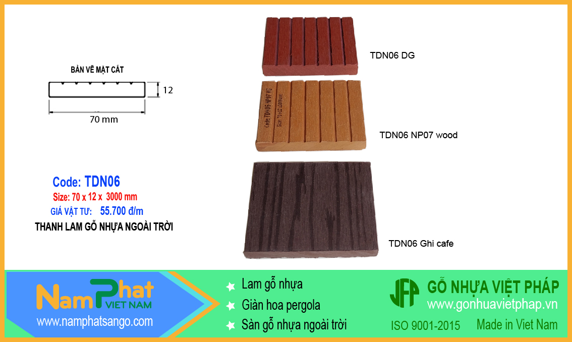 TDN06 70x12mm là thanh gỗ nhựa đa năng hay dùng trang trí vách ban ...